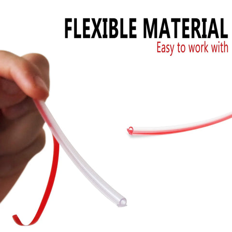 Clear Vinyl Bulb Shower Door Seal With Pre Applied 3M Tape For 5/32 Inch Gap And Glass Up To 1/2 Inch Thick 95 Inch Long being flexed