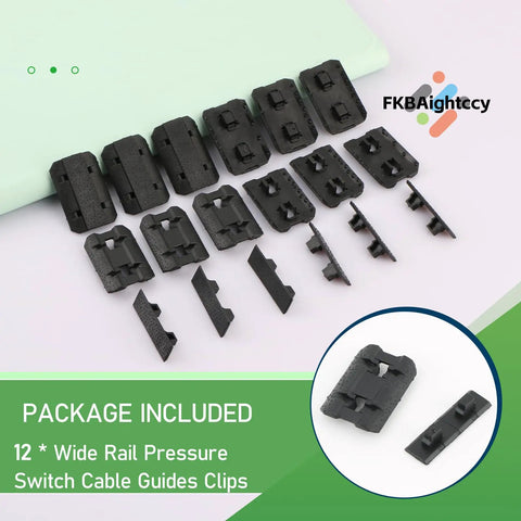 12 Pack Wide Rail Pressure Switch Cable Guides Clips For M System Black Premium Aluminum Alloy