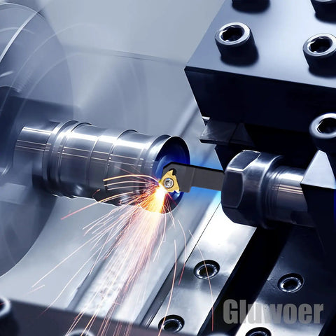 Indexable Lathe Turning Tool Set Half Inch Shank 12mm 21 Piece Kit with carbide insert cutting metal on lathe