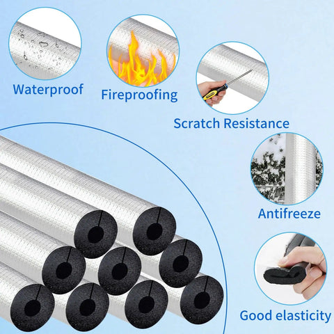 1 Inch Inner Diameter Foam Pipe Insulation Kit With Self Adhesive Heat Tape 20 Piece Water Pipe Wraps And Aluminum Foil Covers