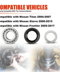 Rear Axle Shaft Wheel Bearing Inner Spacer And Oil Differential Seal Kit For Titan 2004-2007, Frontier 2005-2017, Xterra 2006-2015 Direct Replacement For 43252-7S200 And 43070-7S200 Heavy-Duty Auto Repair Set with compatibility details and parts view
