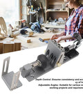Pro Grade Aluminum Pocket Hole Jig Kit With Dowel Drill And Joinery Screws Woodworking Guides for precise angle joints shown in a workshop setting.