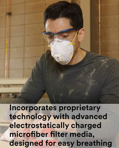 Particulate Respirator With Cool Flow Valve For Smoke Dust And Woodworking, NIOSH Approved Disposable Mask Pack Of 80, Adjustable Nose Clip For Secure Fit, All Day Comfort For Grinding Sanding Sawing And Sweeping