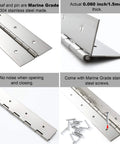Marine Grade Heavy Duty Piano Hinge 36 Inch Long By 2 Inch Wide Built Beefy And Ready True Zero Point Zero Six Zero Inch Stainless Steel