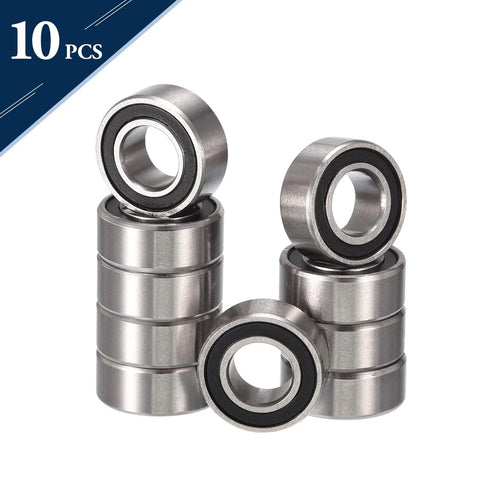 Group of 10 HiPicco MR74-2RS miniature deep groove ball bearings, 4x7x2.5 mm, chrome steel with double rubber seals