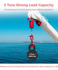 Heavy Duty Alloy Steel Swivel Lifting Hook With Secure Safety Latch Boasts 6600 Pound Load Capacity hanging from crane over water background.