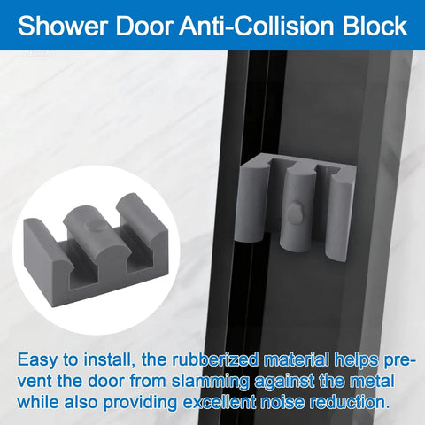 8 Pack Framed Sliding Shower Door Bumpers, Clear Motion Buffer Pads For 10mm Thick Glass Doors, Anti Collision Stoppers For Bathroom Enclosure Tracks, Easy Install gray rubber bumper on shower door frame