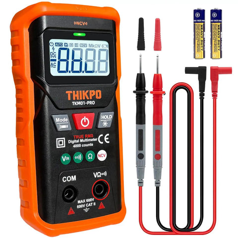 DIY Ready Digital Multimeter With 4000 Counts, NCV, Auto Ranging And Manual Mode, True RMS Readings, Backlit LCD and probes