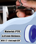 Two Rolls Premium Plumbers Tape For Leak Proof Seals PTFE Thread Seal Tape Half Inch Wide By Five Hundred Twenty Inches Long