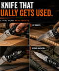 Heavy Duty Folding Utility Knife With Belt Clip EDC Pocket Knife And Box Cutter Gift Set for Men in various usage scenarios.