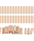 Elite 90 Pc Wooden Dowel Pins 8X30Mm Fluted With Beveled Ends Tough Dried Hardwood Pegs arranged in rows on a white background.
