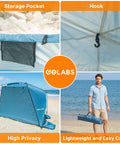 Pop Up Beach Tent Sun Shelter For 3 People With 1 Minute Setup UPF 50 Plus Shade Detachable Floor Mat includes pocket and hook
