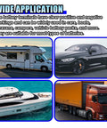 Heavy Duty Car And Marine Battery Terminal Connector Kit With Pure Copper Clamps Top Post Battery Cable Lug 2 Gauge Heat Shrink Tubing Anti Corrosion Covers shown on RV, car, yacht, and truck.