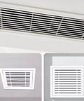 Removable Louvered Air Vent Cover 55 By 55 Cm Sleek ceiling access panel showcasing white aluminum design for airflow control.