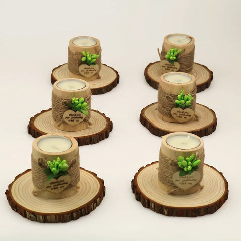Wood Slices 30 Pcs Predrilled Round Discs 3.5-4 Inches Unfinished Rustic Craft Kit With Bark under decorative candle holders