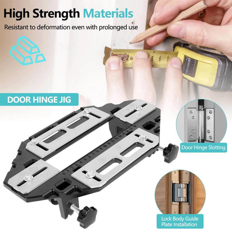 Pro Grade Door Hinge Adjustment Tool Kit With Template Jig And Concealed Hinge Locator For Precise Alignment On Wooden Doors