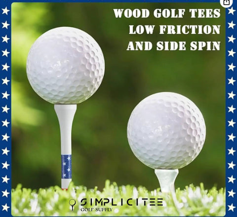 USA Flag Bamboo Golf Tees 100 Count Eco Friendly Renewable Hardwood Tees Three And A Quarter Inch Stars And Stripes Design