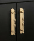 Champagne Bronze Cabinet Pulls With Backplates, 2 Pack, 5 Inch Center to Center, Slick Hidden Mount That Conceals Old Holes and Wood Scars