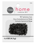 Solid As A Rock Half Inch Black Steel Upholstery Tacks in a 1.5 oz pack, ideal for muslin and fabric cover projects.