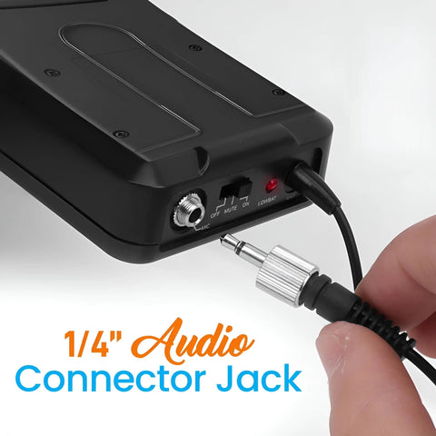 1/4 inch audio connector jack with cable for UHF Wireless Microphone System Kit Portable Pro Cordless Microphone Set