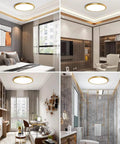 Two Pack 12 Inch Gold Flush Mount Led Ceiling Lights, Ultra Thin Round Flat Fixture, in modern bedroom, office, and bathroom setups