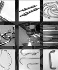 Assorted shapes of stainless steel rods including bent and straight forms, ideal for projects, featuring 304 stainless steel rod applications.