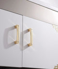 Gold Crystal Cabinet Pulls Set 10 Pack With Czech Crystal And Zinc Alloy Construction, 3.8 Inch center-to-center holes on white cabinet