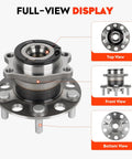 Rear Wheel Bearing And Hub Assembly For AWD And 4WD Vehicles Compatible With Jeep Compass Patriot 2007 2017 And Dodge Caliber 2007 2008 5 Lug ABS 25 Splines 512333 Heavy Duty Replacement 2Pcs full-view display with top, front, and bottom views