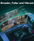 Gamer using 34-Inch Ultrawide Curved Gaming Monitor UWQHD 3440x1440 165 Hz Refresh 1ms MPRT 1500R Curve HDR with setup