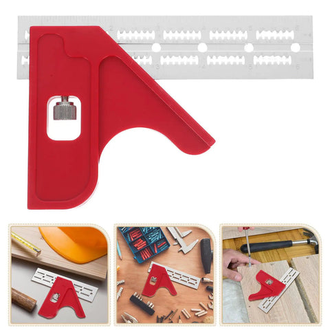 Handy Edge Ruler Protractor For Woodworking And Metalworking, High Precision Angle Measurement Tool in red and silver clasp