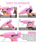 Mini Hot Glue Gun Kit With 30 Colorful Sticks For DIY Crafts And Quick Home Repairs, Fast Heat In Minutes, shown in usage steps