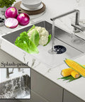 4 Pack Garbage Disposal Splash Guard Rubber Inserts 3.1 Inch Kitchen Sink Drain Guard in stainless steel sink.