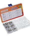 Comprehensive Wire Crimp Terminal Kit With 2.8mm, 4.8mm, And 6.3mm Male And Female Spade Connectors open box view