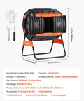 53 Gallon Dual Chamber Compost Tumbler With Easy Turn Rotating Bin And Aeration System Dual Sliding Doors For Quick Load