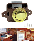 Keyless Button Latch For Campers And Furniture Push Cabinet Lock with screws, marine grade for 15-18mm doors in RV interior