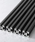 Heavy Duty 1010 T Slot Aluminum Extrusion 1 Inch X 1 Inch Black Anodized Framing Rails with visible T-slot ends.