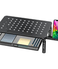 Ergonomic Monitor Stand Riser With Metal Mesh Drawer And Phone Holder Height Adjustable At 4.13 4.92 And 5.71 Inches Go To Desk Organizer For Computer Laptop Printer And Notebook.