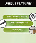 Unique features of Ceiling Mounted Sliding Barn Door Hardware Kit With Flat Track, No Clearance Limit, diagram shows durability and parts.