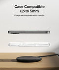 Fast Wireless Charging Pad 15W Qi Charger With Power Supply And Cable Included For Iphone 17 16 15 14 Series on wooden desk