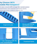 Heavy Duty Mat Grippers Pair For Easy Rubber Mat Moving Anti Slip Teeth And Reinforced Jaws Lock Mats Tightly Back Saving Lift blue nylon-glass gripper close-up