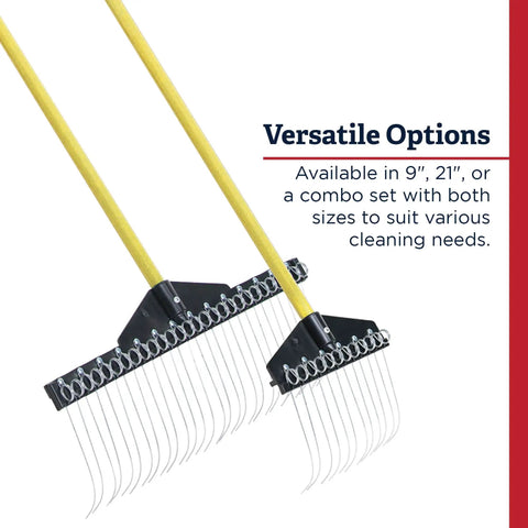 All Purpose Garden Landscape Rake With 21 Inch Head And 47 Inch Lightweight Wood Handle featuring dual rake heads