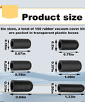 Vacuum Cap Kit 160 Pcs Rubber Plugs Set In 6 Sizes For Hose End Caps product size chart with measurements