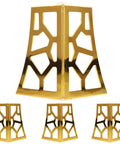 4 Pack Iron Furniture Legs With Hollow Out Design Lightweight Metal Table Feet Replacement, gold finish style display