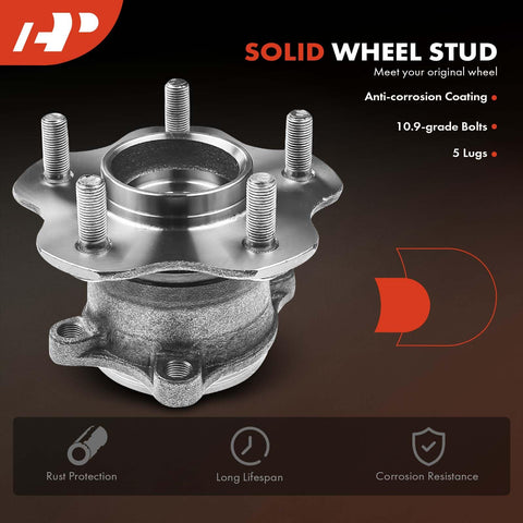 Two Rear Wheel Bearing And Hub Assemblies With 5 Lug Pattern For Nissan Rogue 2008 Through 2013 And Juke 2011 Through 2014 AWD Only