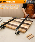 Go-To Heavy Duty 48 Inch Panel Clamp Set Two Pack With 4 Way Pressure Steel Parallel Clamps For Flat Panels, Dining Tabletops, Wide Doors And Woodwork, Adjustable Parallelogram Couplers For Precise Cutting Board Projects. 48-inch steel clamps on glued wood panel