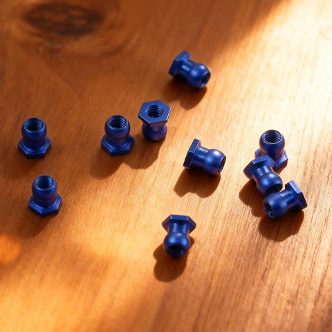 5mm Ball Head Nuts 10 Pack Aluminum Alloy Upgrade Kit For 53640 RC Cars, Tamiya 1 To 10 Scale Buggy Accessories on wood