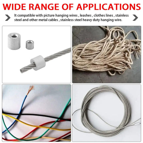 100 Piece Aluminum Wire Rope Sleeves Set For Crimping Loop Ferrules, 1.5mm Stop Sleeves, weatherproof, corrosion-resistant gear