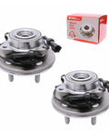 Bolt On Front Wheel Bearing Hub Assembly Set for Ford Explorer 2006 to 2010 Explorer Sport Trac 2007 to 2010 Mercury Mountaineer 2006 to 2010 5 Lug With ABS Front Left and Right OE Quality Replacement Two Pack, showing dual units with connectors and packaging box.