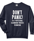 Ultra Cozy Relaxed Fit Cleanroom Process Technician Sweatshirt For Adults Featuring Superior Breathability in navy with white text.