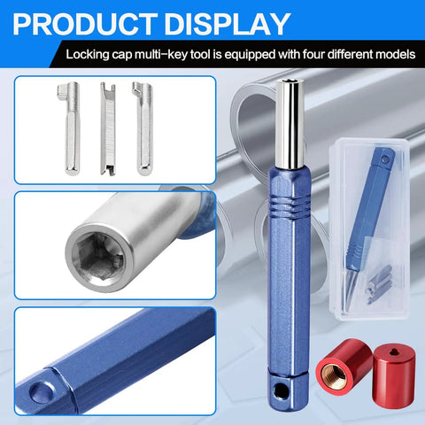 Must Have All In One Universal Locking Cap Tool Kit For HVAC Systems Multi Key Service Wrench Set with pink brass caps